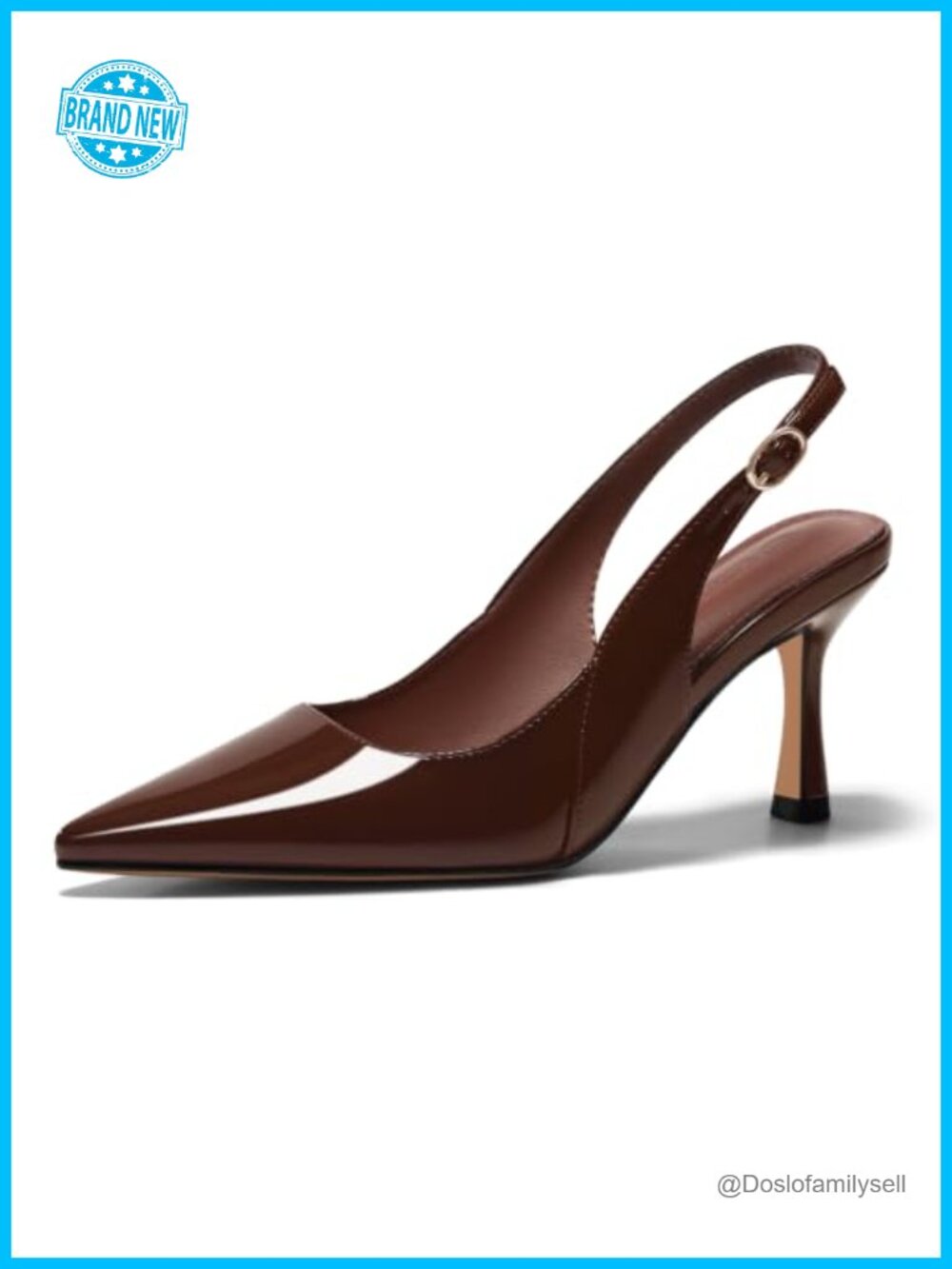 Faux Leather Slingback Kitten Heel Pointed Toe Pumps Work Dress Shoes